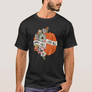 Camiseta Mulheres Floral Abóbora Feliz Outono Pra Todos Gro