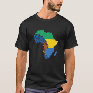Camiseta Mulheres Gabonesas Bandeiras Gabonesas África Map