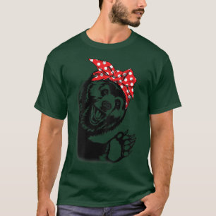 Camiseta Mulheres Garotas Grizzly Urso com Bandana e