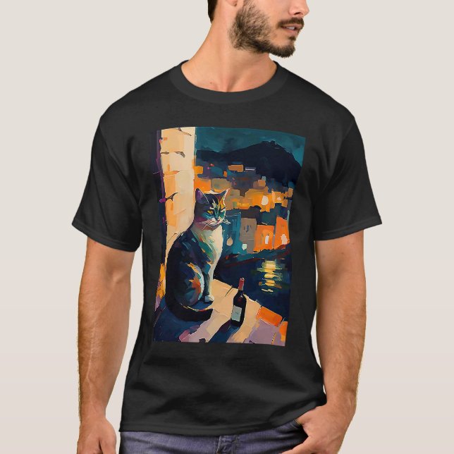 Camiseta mulheres gato e vinho (Frente)