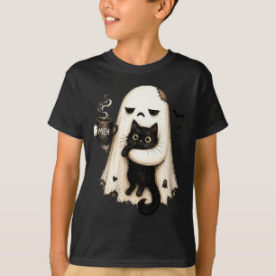 Camiseta Mulheres Gato Fantasma Gato Preto Assustador Diver