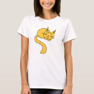 Camiseta Mulheres Gato Laranja Dormindo