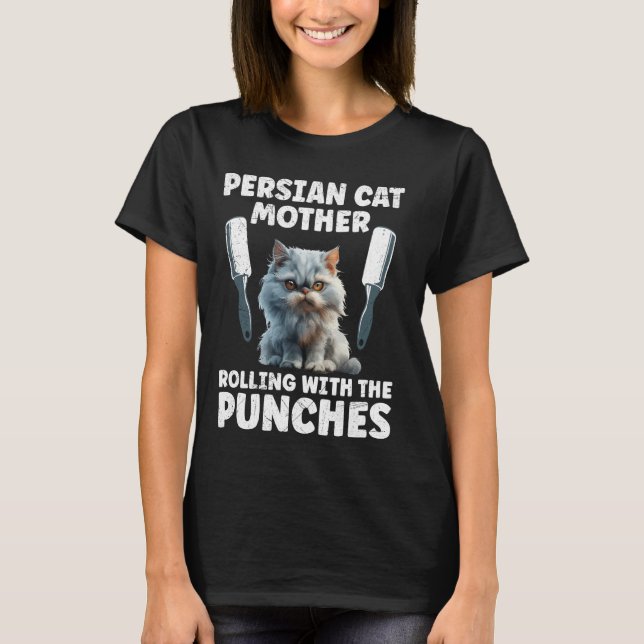 Camiseta Mulheres GATO PERSA MÃE SOCANDO COM OS PUNHOS Dive (Frente)