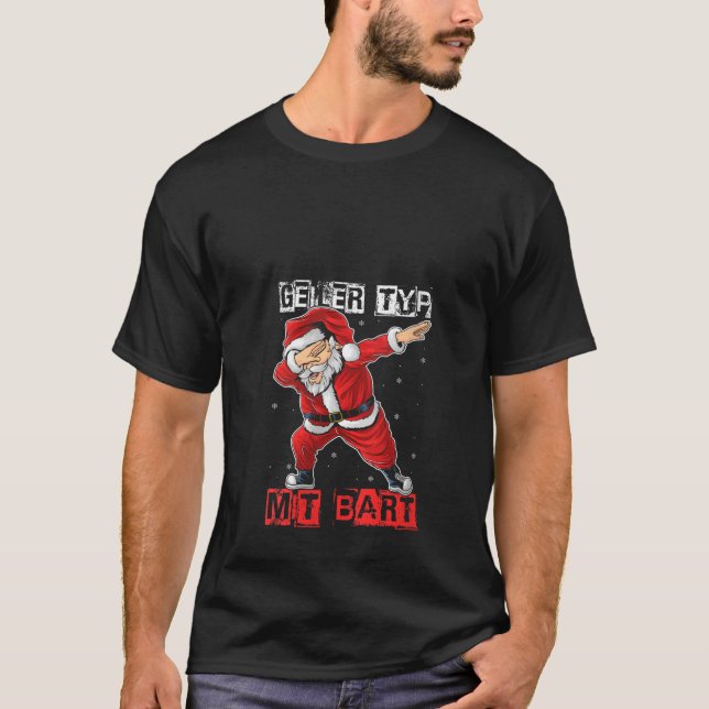 Camiseta Mulheres GEILER TYP MIT Bart Papai Noel barba V Ne (Frente)