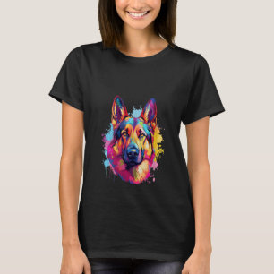 Camiseta Mulheres German shepherd Cachorro Colorido Arte V 