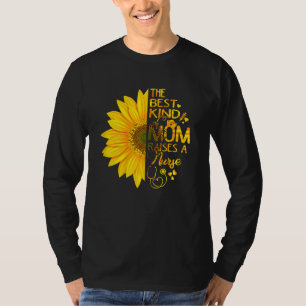 Camiseta Mulheres Girassol Tipo Mãe Levanta Enfermeira Enfe