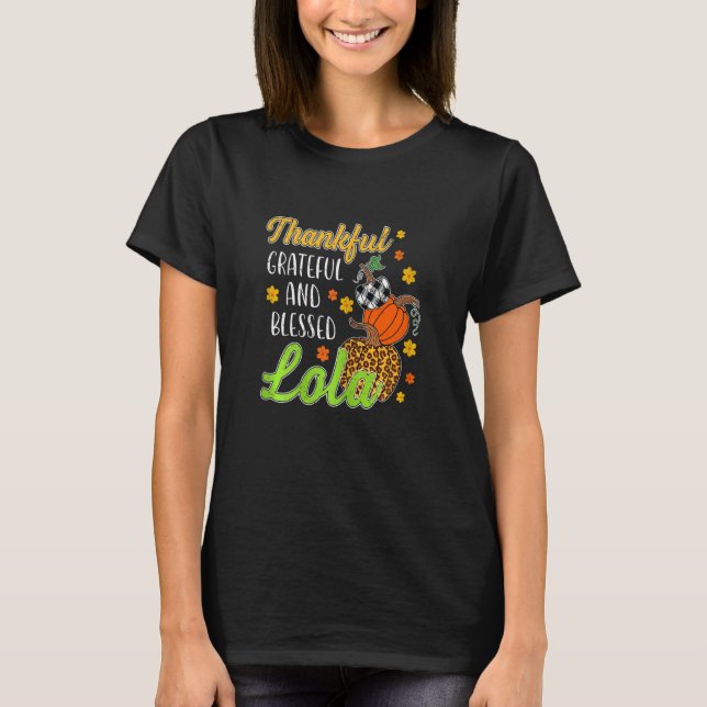 Camiseta Mulheres Graças Feliz Abençoada Abençoada Queda do (Frente)