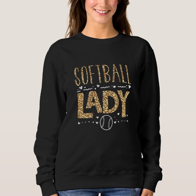 Camiseta Mulheres Gráficas Leopardo Softball Lady Softball (Frente)