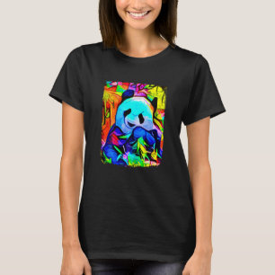 Camiseta Mulheres Grande Panda Artes Colorido Panda Abstrat