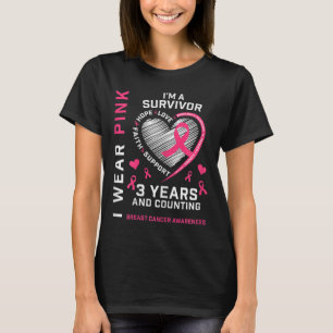 Camiseta Mulheres grátis de 3 anos de Cancer Eu Visto rosa 