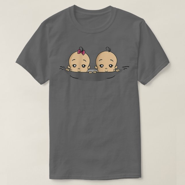 Camiseta Mulheres Grávidas Bebê Engraçada Gêmeas Garotas Ca (Frente do Design)