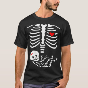 Camiseta Mulheres Grávidas Mãe Halloween Esqueleto De Bebê