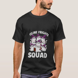Camiseta Mulheres Groovy Feline Fright Squad Spooky Cats Lo