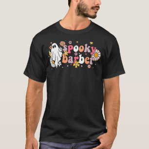 Camiseta Mulheres Groovy Ghost Halloween Barber Floral Spoo