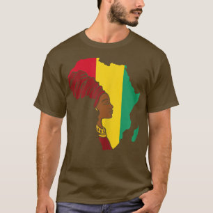 Camiseta Mulheres Guiné Bandeira África Mapa Herança Étnica