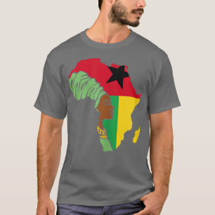 Camiseta Mulheres Guiné Bissau Bandeira África Mapa Étnico