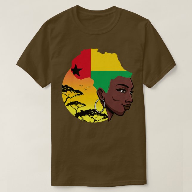 Camiseta Mulheres Guiné-Bissau Rainha Negra Mês Fl (Frente do Design)