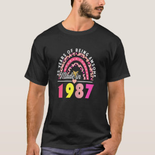 Camiseta Mulheres Há 35 Anos Sendo Incrível Leopard Rainbow
