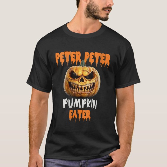 Camiseta Mulheres Halloween Engraçado Peter Pumpkin Comendo (Frente)