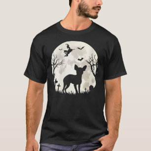 Camiseta Mulheres Halloween Moon Chihuahua Fácil E Pregui