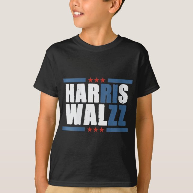 Camiseta Mulheres Harris Wz Rizz Funny Votando Kamala Presi (Frente)