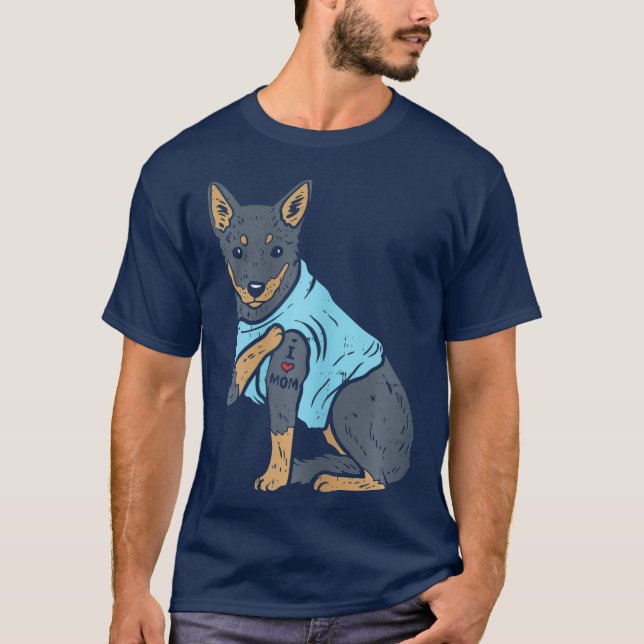 Camiseta Mulheres Heeler Eu Amo Mamãe Animal Pet Red Blue C (Frente)