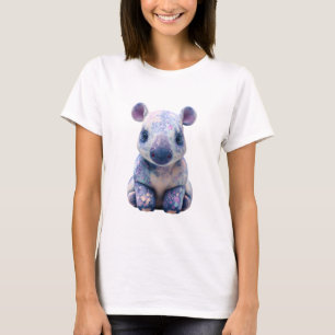 Camiseta Mulheres Hipopótamo Adoráveis com Galáxia Espalhad