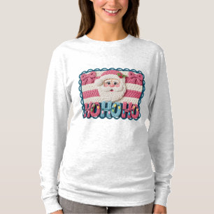Camiseta Mulheres Ho Ho Ho Papai Noel – Falsa Bordadura