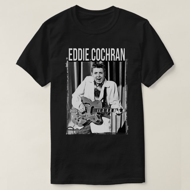 Camiseta Mulheres Homens Eddie Cochran Retro Vintage (Frente do Design)
