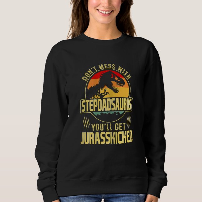 Camiseta Mulheres Homens Stepdadsaurus Dinosaur Rex Vintage (Frente)