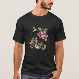 Camiseta Mulheres Hummingbird Fuchsias Flores do Springtime