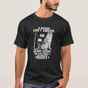 Camiseta Mulheres Husky E Vinho Gráfico Para Mulheres Menin