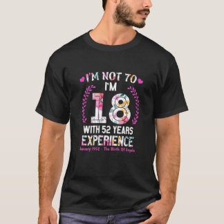 Camiseta Mulheres Janeiro Meninas 1952 70 Aniversário 70 An