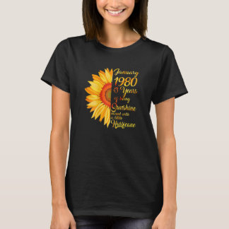 Camiseta Mulheres Janeiro Meninas 1980 43º Aniversário 43 A