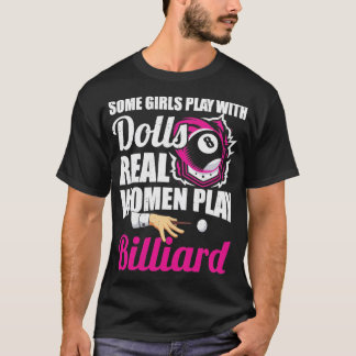 Camiseta Mulheres Jogam Bilhar Piscina Bilhar Jogador de Bi