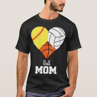 Camiseta Mulheres Jogando Softball Mãe Basquete Mãe Voleibo