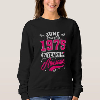 Camiseta Mulheres Junho De 1975 47 Aniversário Roupa de 47