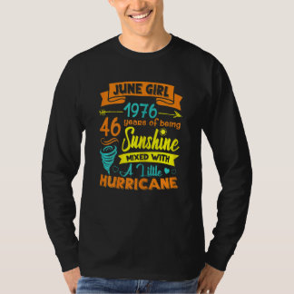 Camiseta Mulheres Junho De 1976 46 Anos Sol Misturado Com