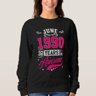 Camiseta Mulheres Junho De 1990 32 Aniversário Roupa de 32