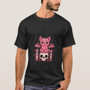 Camiseta Mulheres Kawaii Pastel Gótico Gato Gato Gato Grito