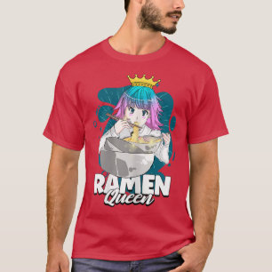 Camiseta Mulheres Kawaii Ramen Rainha Coroa Animação Fúria