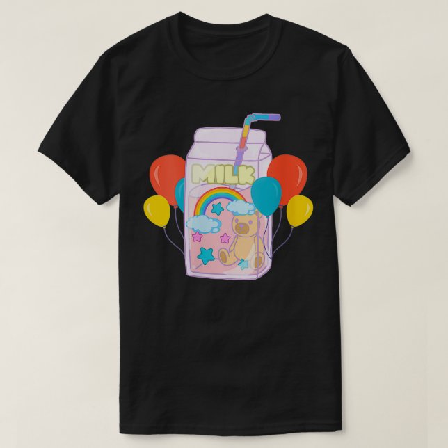 Camiseta Mulheres Kidcore Aestética Kawaii Leite Cartonagem (Frente do Design)