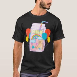 Camiseta Mulheres Kidcore Aestética Kawaii Leite Cartonagem