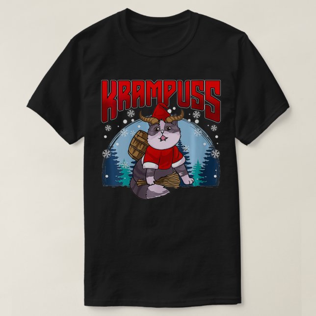 Camiseta Mulheres Krampuss Funny Krampus Cat AntiChristmas  (Frente do Design)