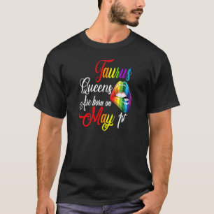 Camiseta Mulheres Lábios Arco-Íris Queens São Nasceres Em 1