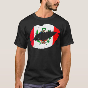 Camiseta Mulheres Lábios do Peru Beijam Orgulho de Bandeira