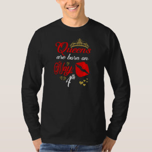 Camiseta Mulheres Lábios Vermelhos Queens São Nasceres Em 4