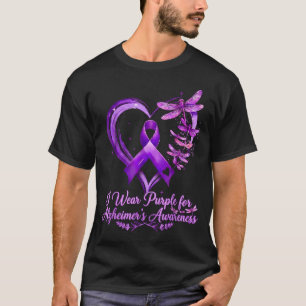 Camiseta mulheres laço roxo borboleta conscientização Alzhe