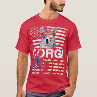 Camiseta Mulheres Legal Corgi Mãe EUA Bandeira Mães Patriot