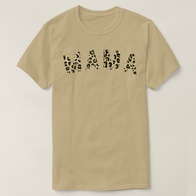 Camiseta Mulheres Leopardo Imprimir Mama Mamãe Mãe (Frente do Design)